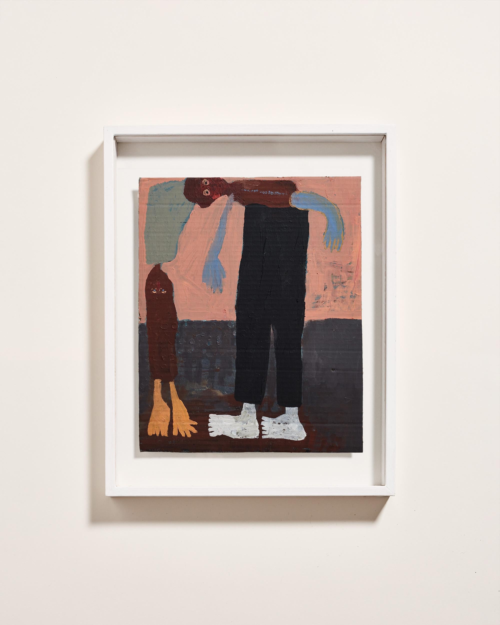 Mahault Maréchal Portrait Painting - Acrobates - Acrylic figurative painting on cardboard