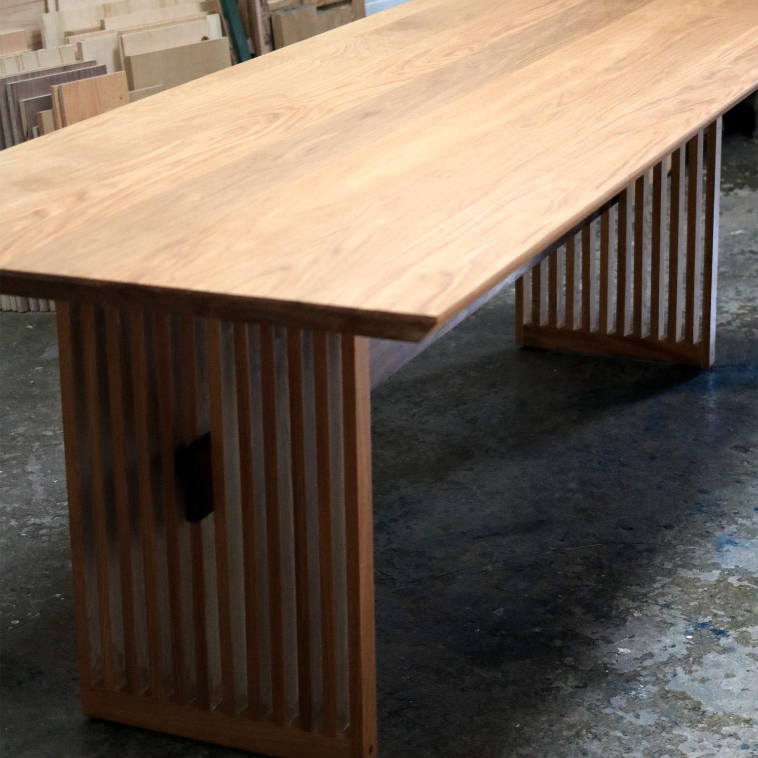 Mahayana White Oak and Walnut Dining Room Table In New Condition For Sale In Toronto, Ontario