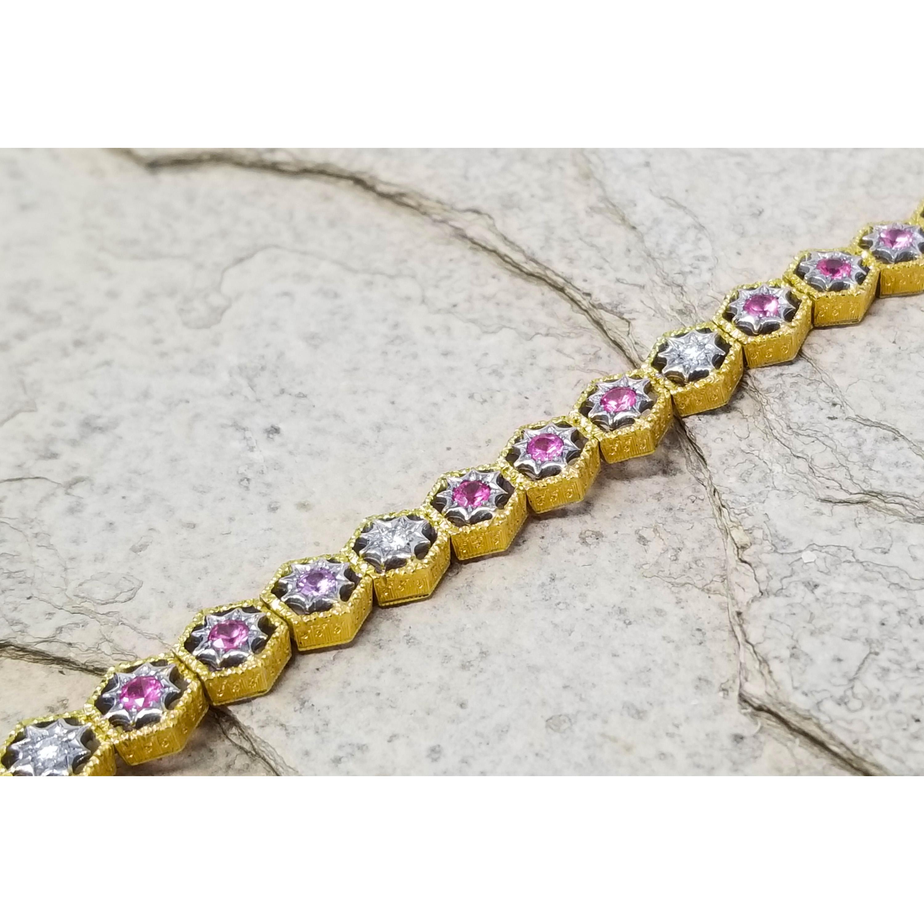 Mahenge Spinel, Diamond and 18kt Bracelet Made in Italy by Cynthia Scott Jewelry In New Condition For Sale In Logan, UT
