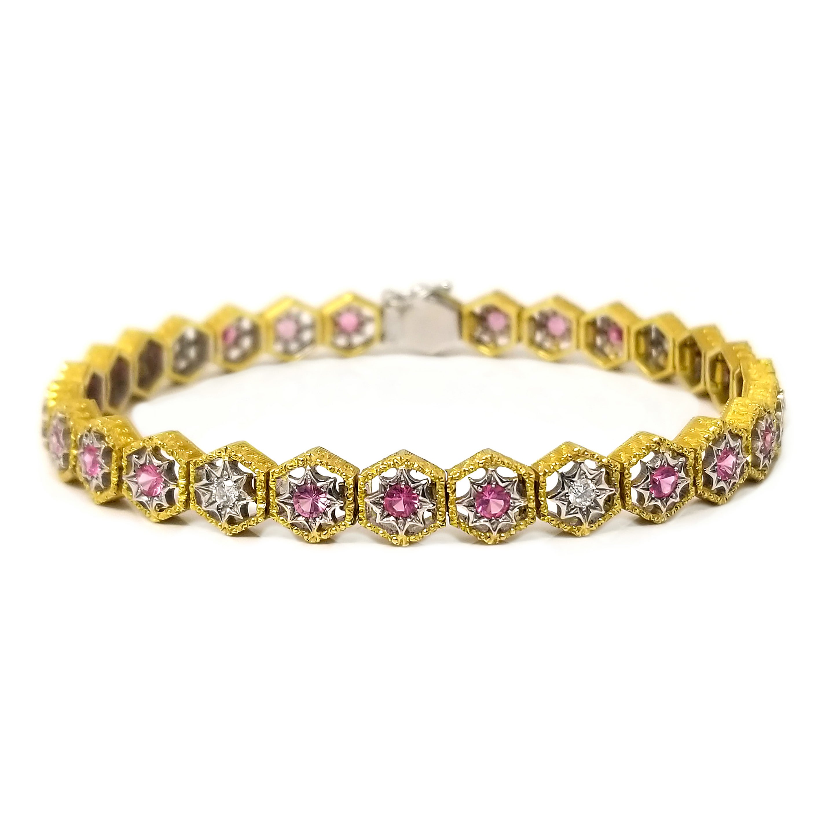 Mahenge Spinel, Diamond and 18kt Bracelet Made in Italy by Cynthia Scott Jewelry For Sale