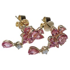 Mahenge Spinel Earrings overwhelming Colors 3.01 ct 0.11 ct artfully assembled