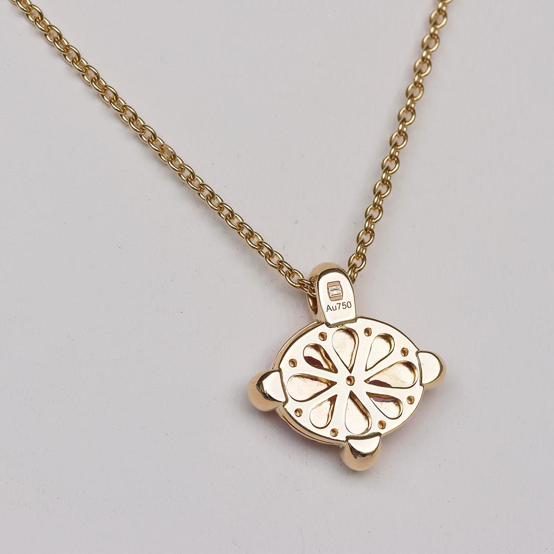 Mahenge Spinel Padparadscha Sapphire Yellow Gold Pave Pendant For Sale 9