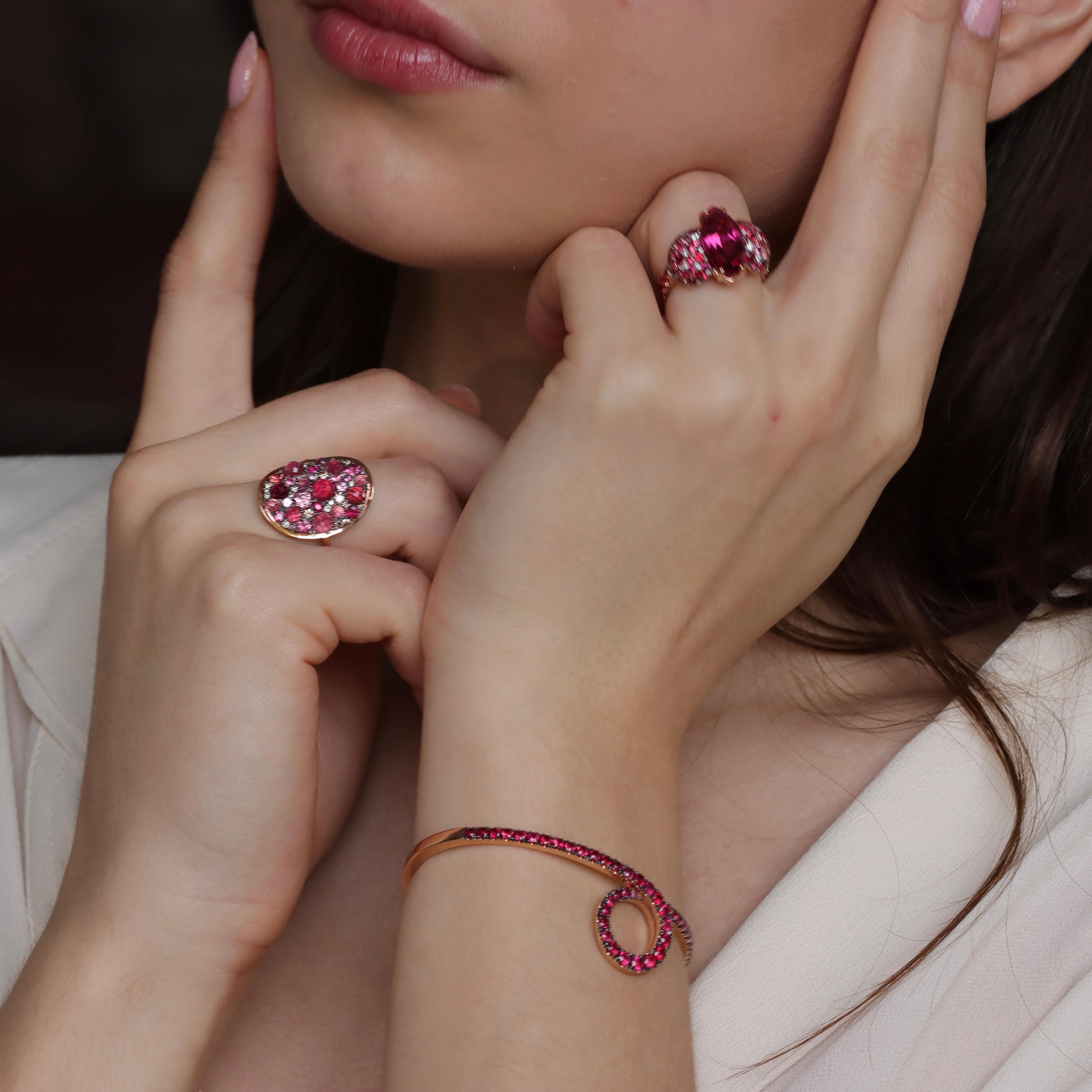 Mahenge Spinel Pink Tourmaline Pink Diamond Ruby Mosaic set pave Ring For Sale 9