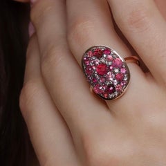 Mahenge Spinel Pink Tourmaline Pink Diamond Ruby Mosaic set pave Ring