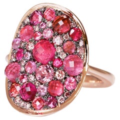 Vintage Mahenge Spinel Pink Tourmaline Pink Diamond Ruby Mosaic set pave Ring
