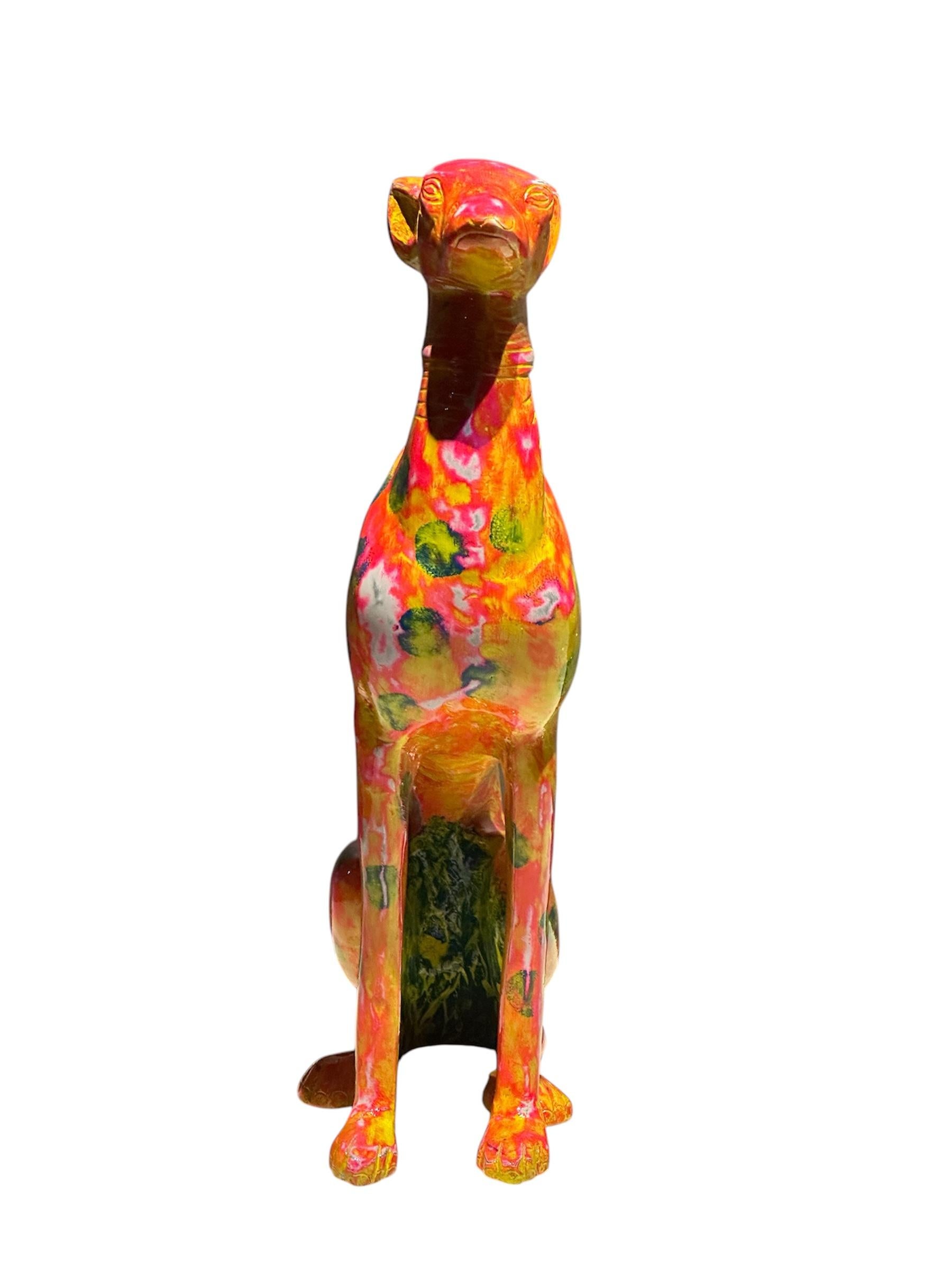 Vibrant dog Scuplture - Sculpture by Mahesh Sharma