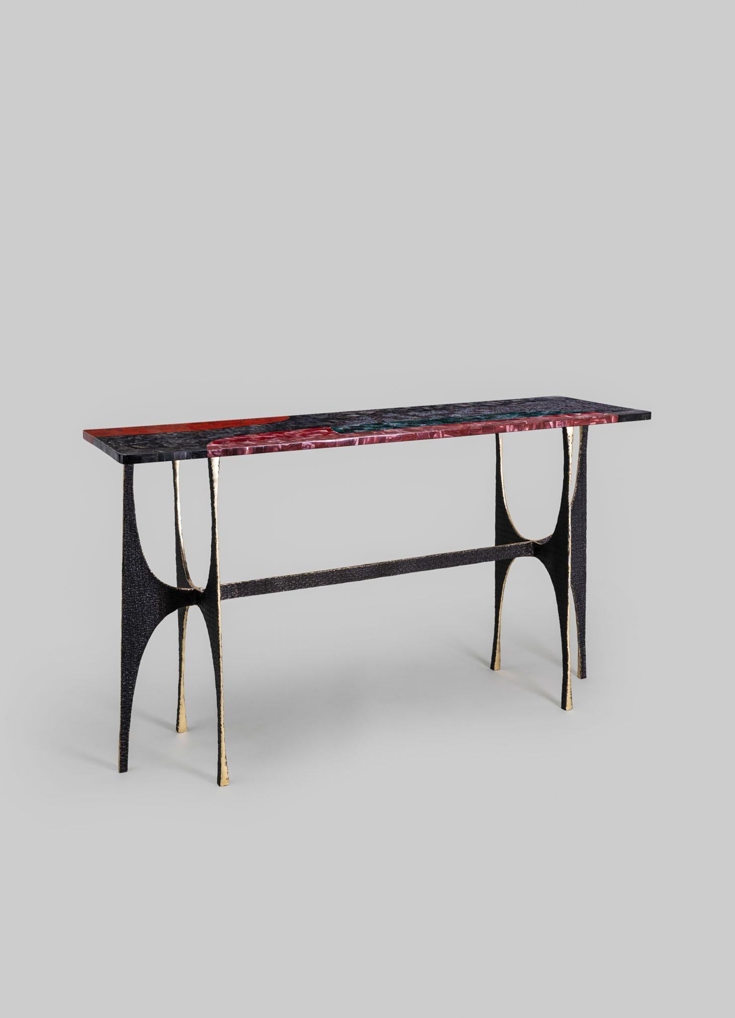 Indian Maheshwar Console Table in Semi Precious Overlay Top, Viya by Vikram Goyal For Sale