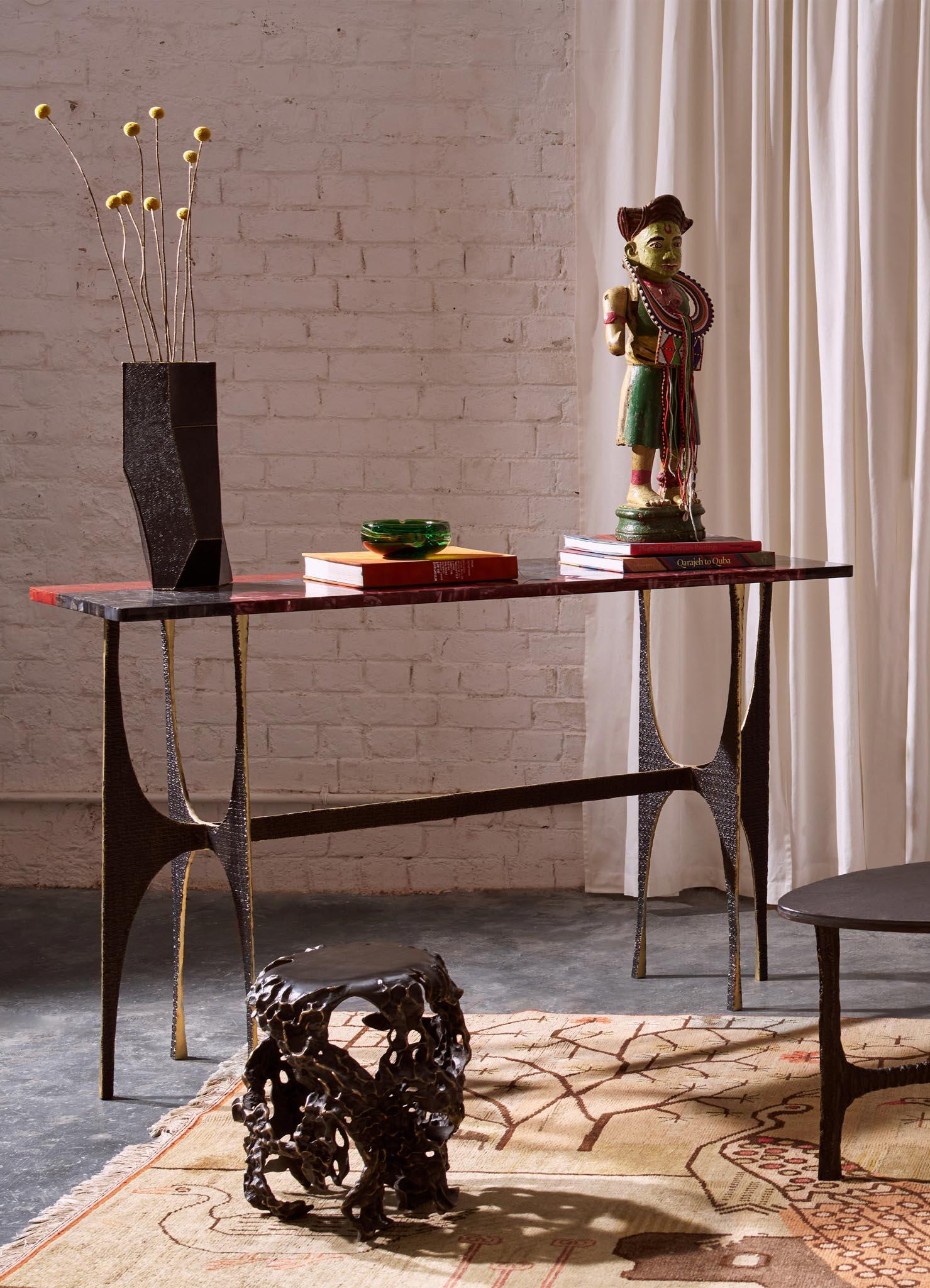 Maheshwar Console Table in Semi Precious Overlay Top, Viya by Vikram Goyal For Sale 1
