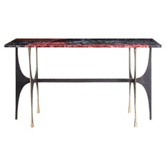 Table console Maheshwar avec plateau superposé semi-précieux Viya de Vikram Goyal