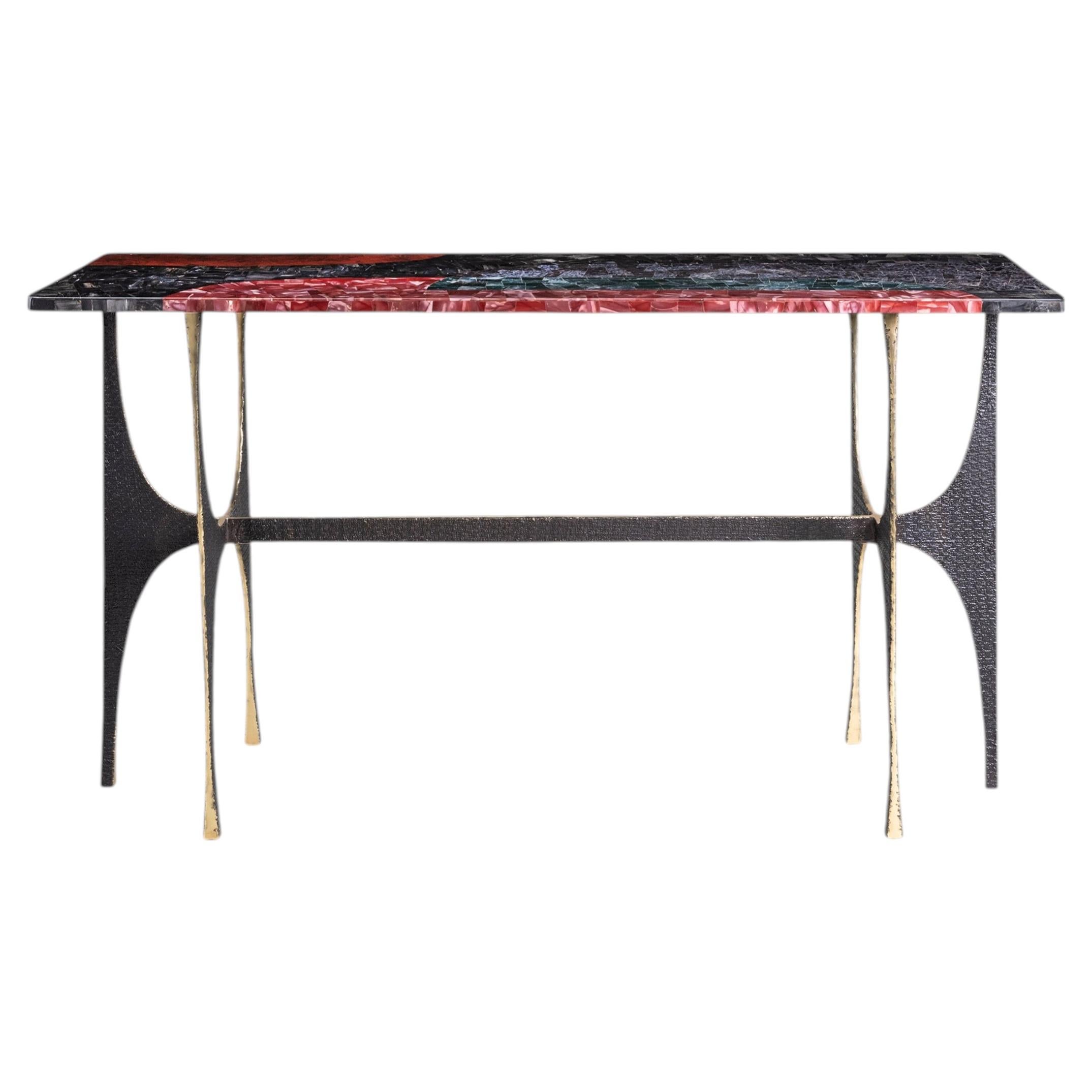 Maheshwar Console Table in Semi Precious Overlay Top, Viya by Vikram Goyal For Sale