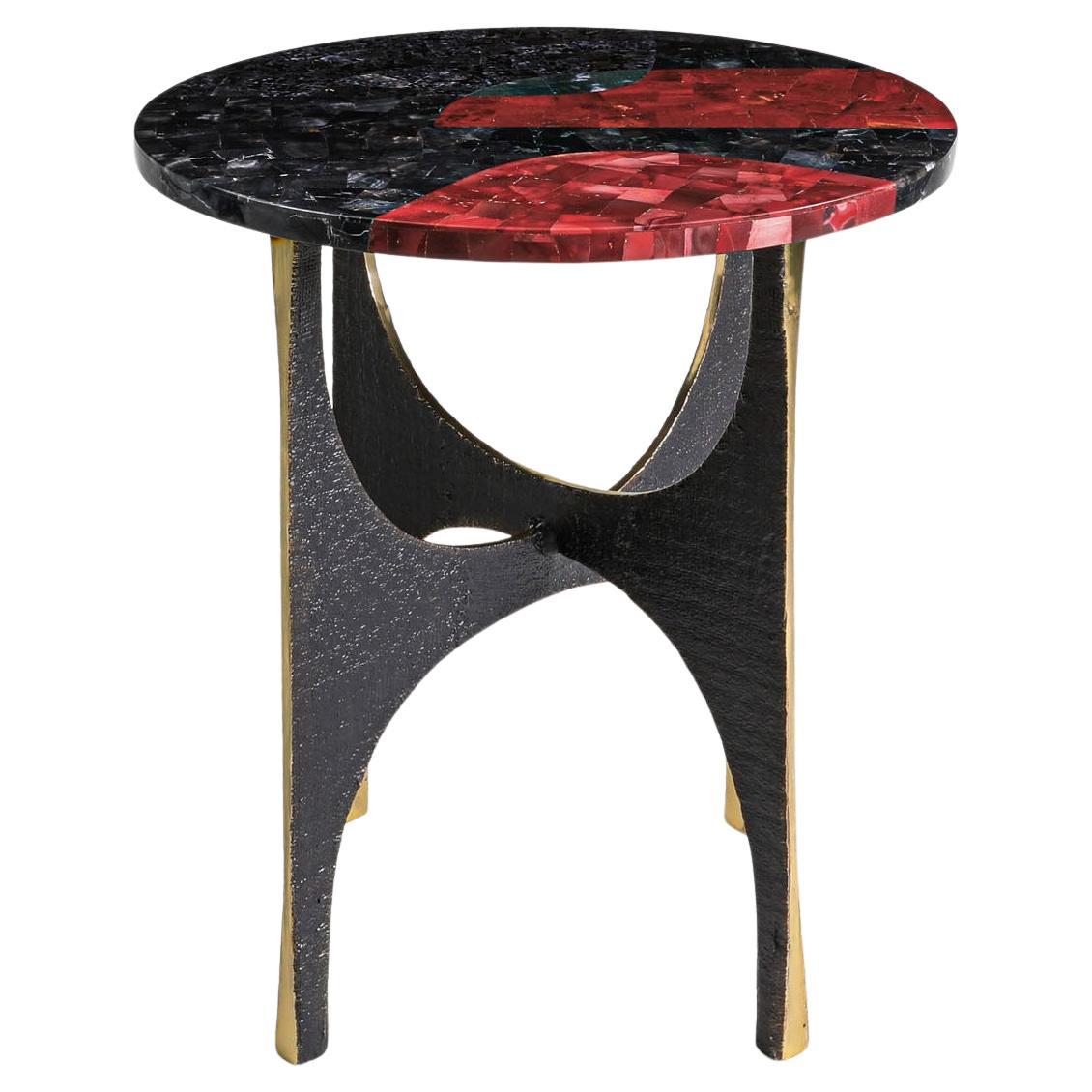 Maheshwar Side Table Medium in Semi Precious Overlay Top, Viya by Vikram Goyal