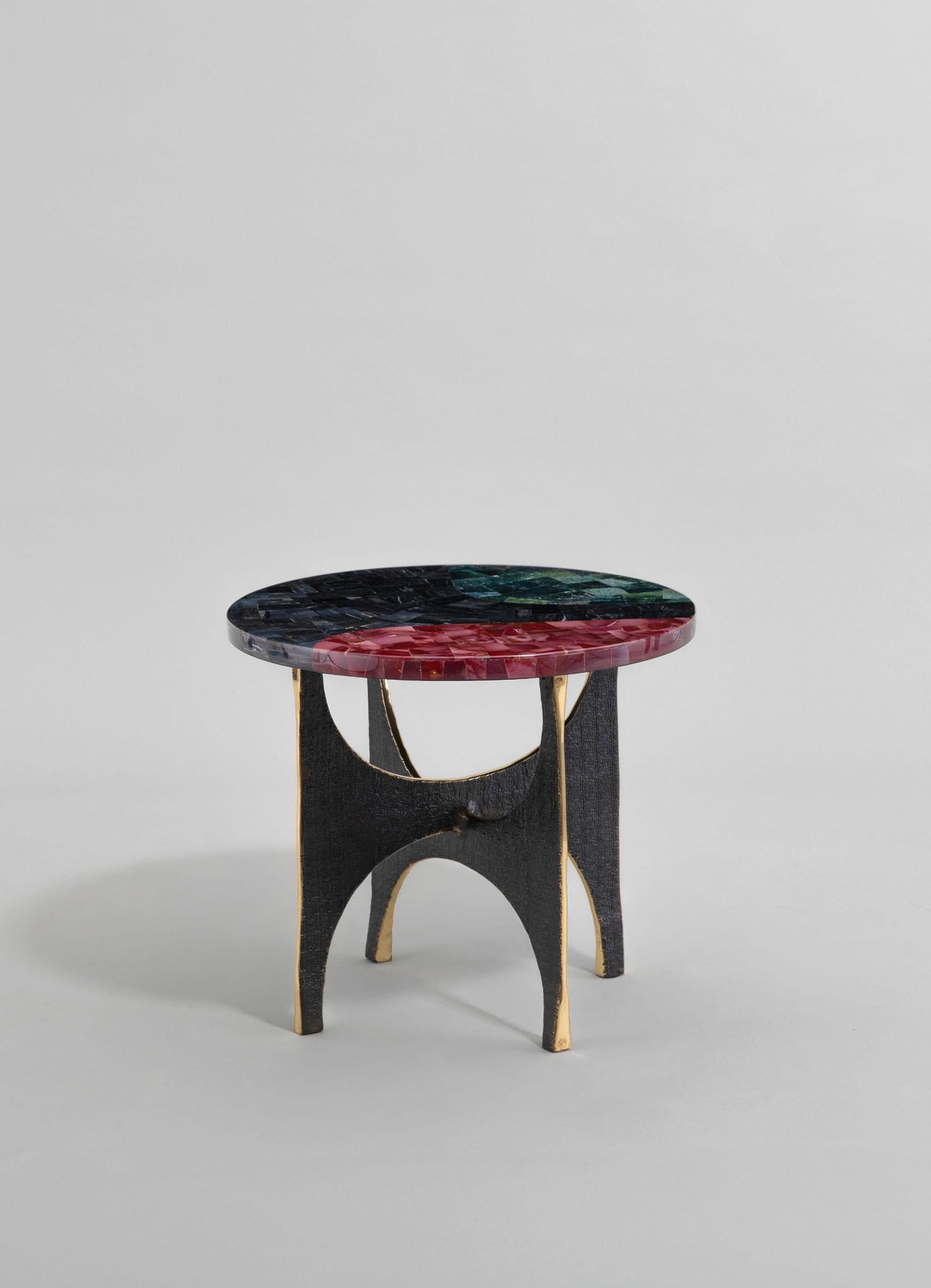 Maheshwar Side Table Small in Semi Precious Overlay Top, Viya by Vikram Goyal For Sale 1
