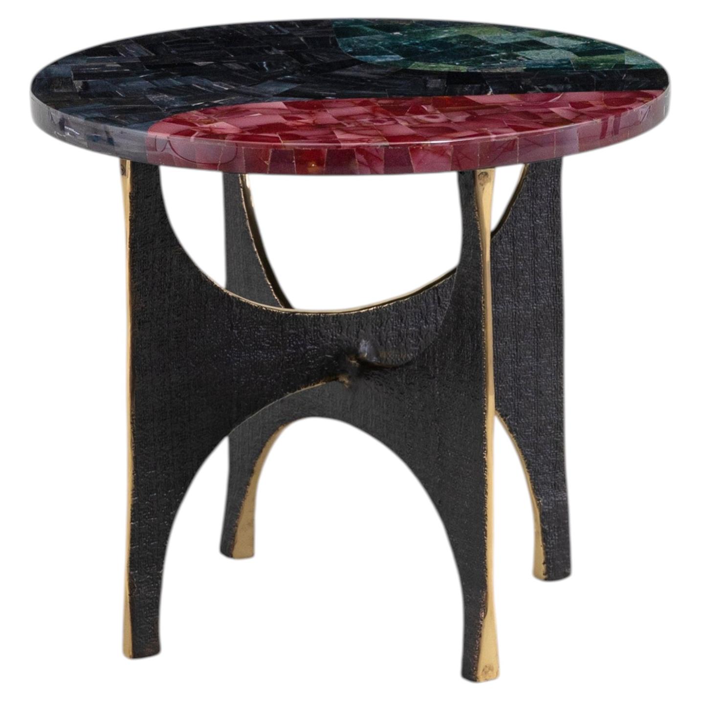 Contemporary side table, Maheshwar Small in brass, Viya by Vikram Goyal For Sale