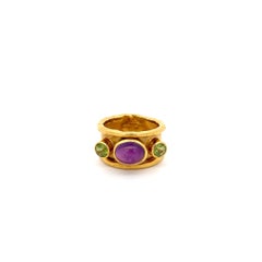 Mahie Amethyst & Peridot Wide Band 22K Yellow Gold