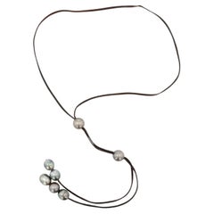 Mahina Tahitian Pearl Leather Necklace