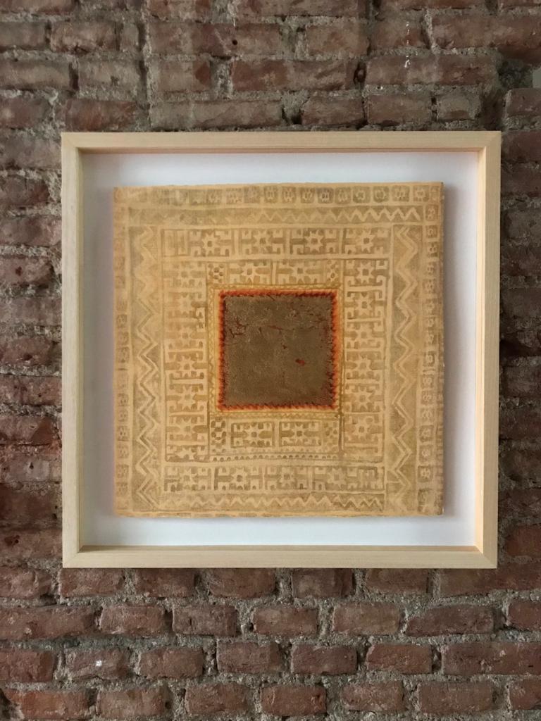 Inscription #04 - Gold Abstract Painting by Mahmoud Saleh Mohammadi