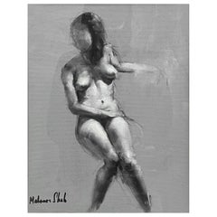 Mahnoor Shah “Nude Figure Study” Impressionist Painting, Early 2010s