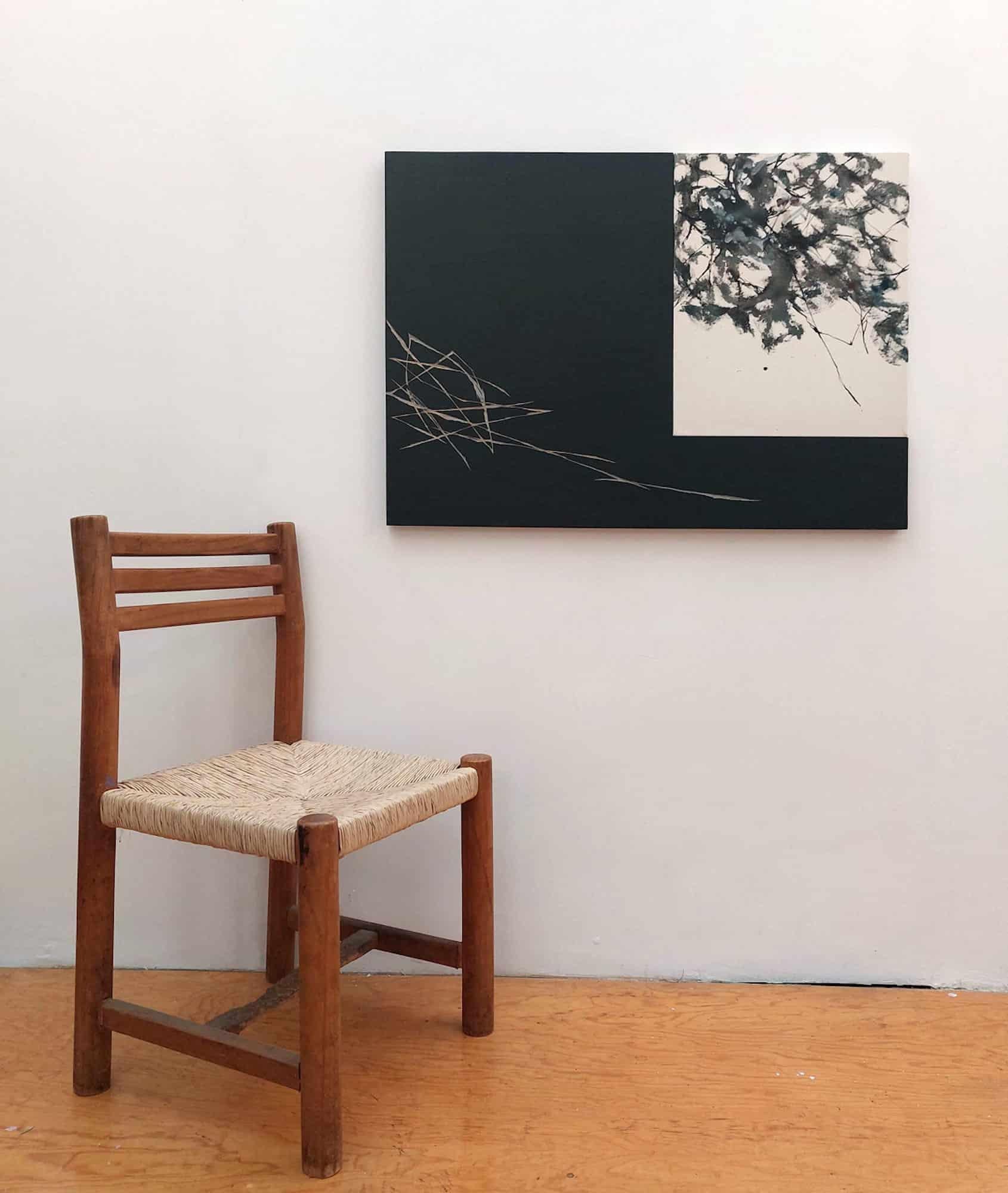 Sonido ancestral #41 de Maho Maeda - Pintura abstracta, lienzo, madera, flora, oscuro en venta 1