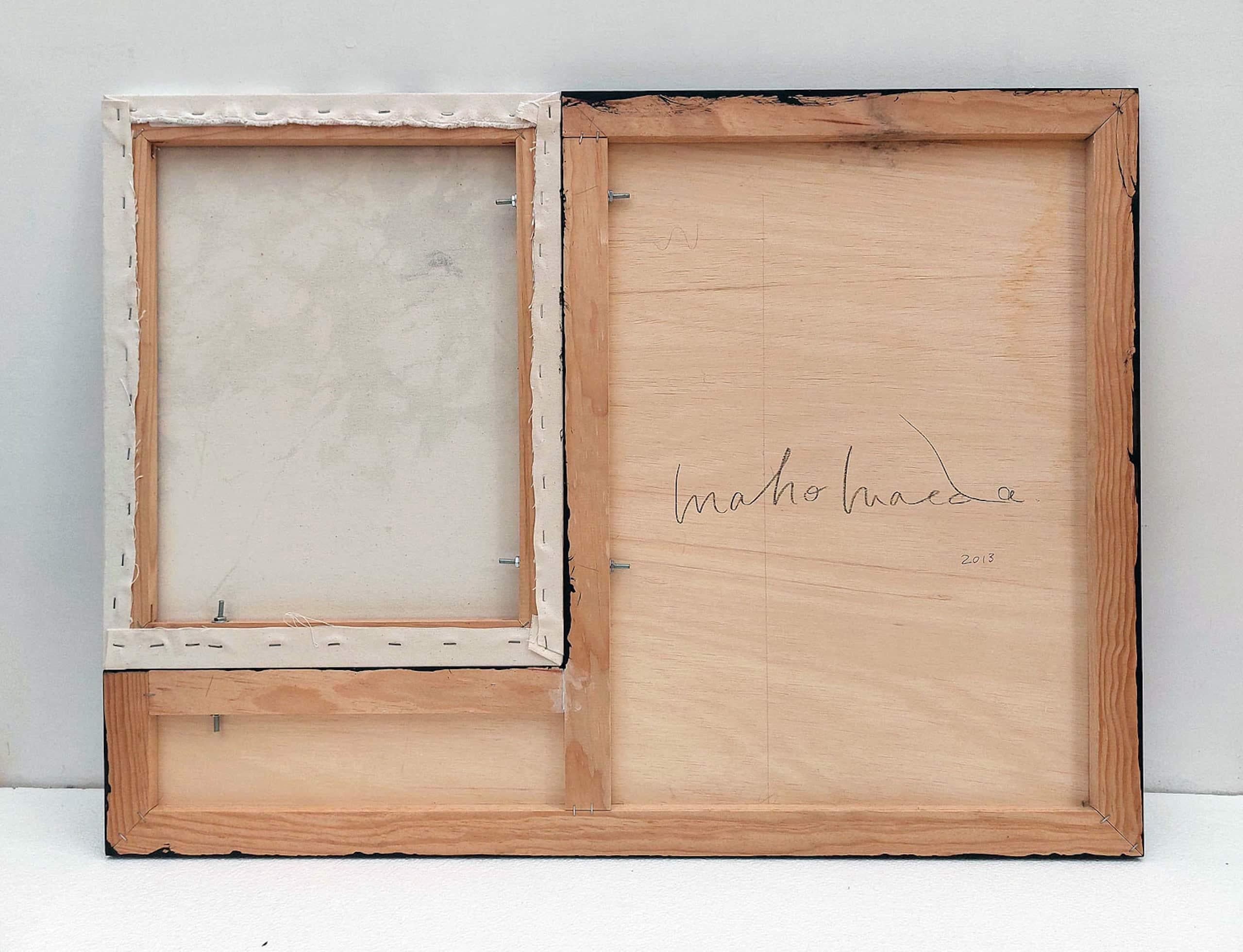 Ancestral sound #41 von Maho Maeda - Abstraktes Gemälde, Leinwand, Holz, Flora, Dunkelheit im Angebot 4