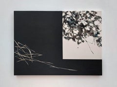 Sonido ancestral #41 de Maho Maeda - Pintura abstracta, lienzo, madera, flora, oscuro