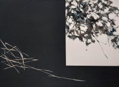 Ancestral sound #41 by Maho Maeda - Abstract painting, canvas, wood, flora, dark