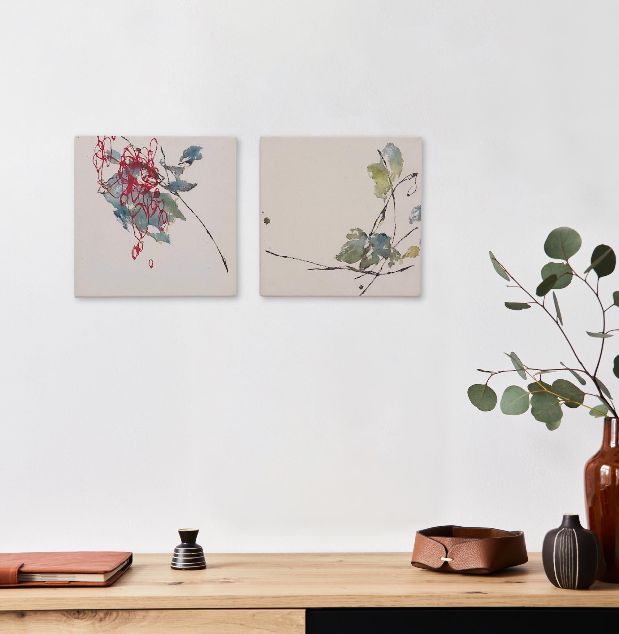 Dialogue with Nature #17 & #20 by Maho Maeda - Abstract paintings-flowers-light For Sale 1