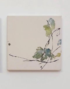 Dialogue with Nature #17 by Maho Maeda - Abstract painting, green flowers