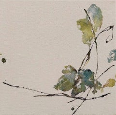 Dialogue with Nature #17 by Maho Maeda - Abstract painting, green flowers
