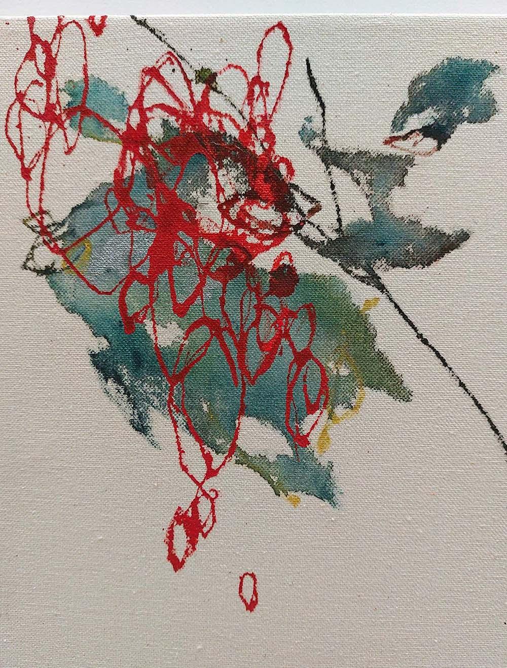 Dialog mit der Nature #20 von Maho Maeda - Abstrakte Malerei, Blumen, rot, Leinwand im Angebot 4