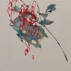 Dialog mit der Nature #20 von Maho Maeda - Abstrakte Malerei, Blumen, rot, Leinwand