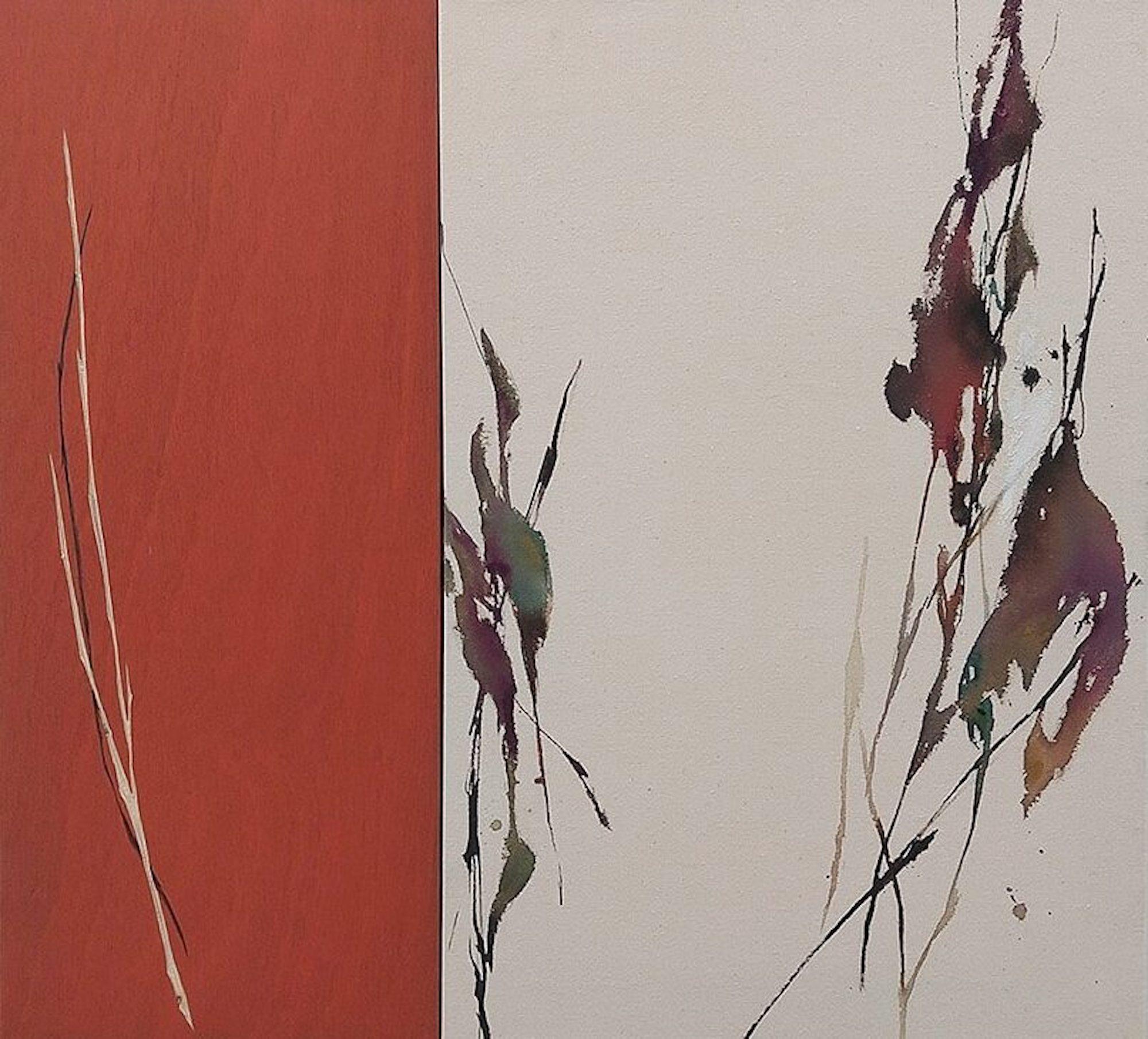 Dialogue avec la Nature #28 par Maho Maeda - Peinture abstraite, fleur, rouge
