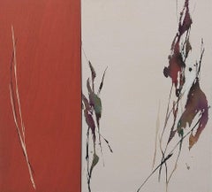 Dialogue with Nature #28 by Maho Maeda - Abstract painting, flower, red