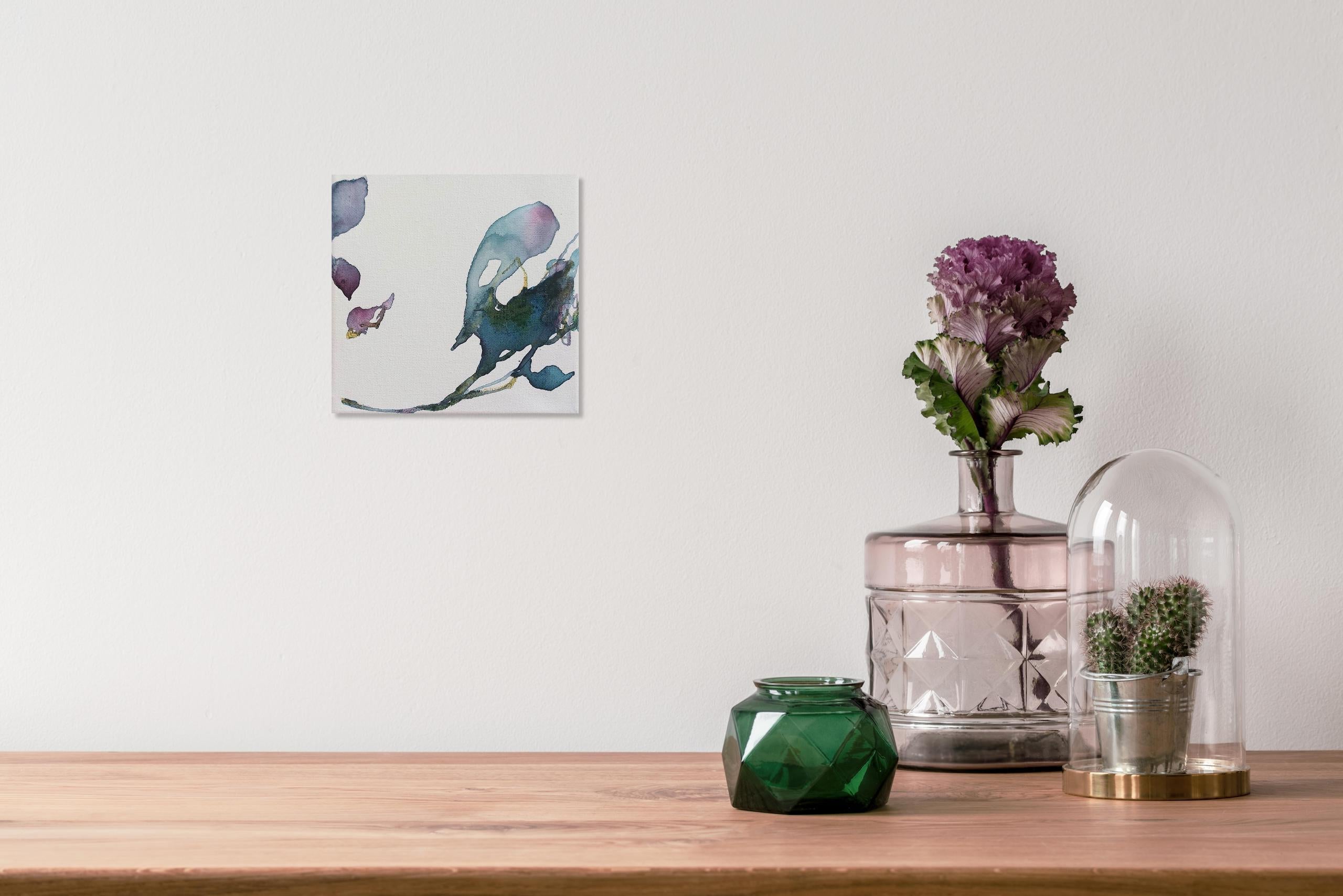 Dialogo con la Natura #29 di Maho Maeda - Pittura astratta, fiori blu 1