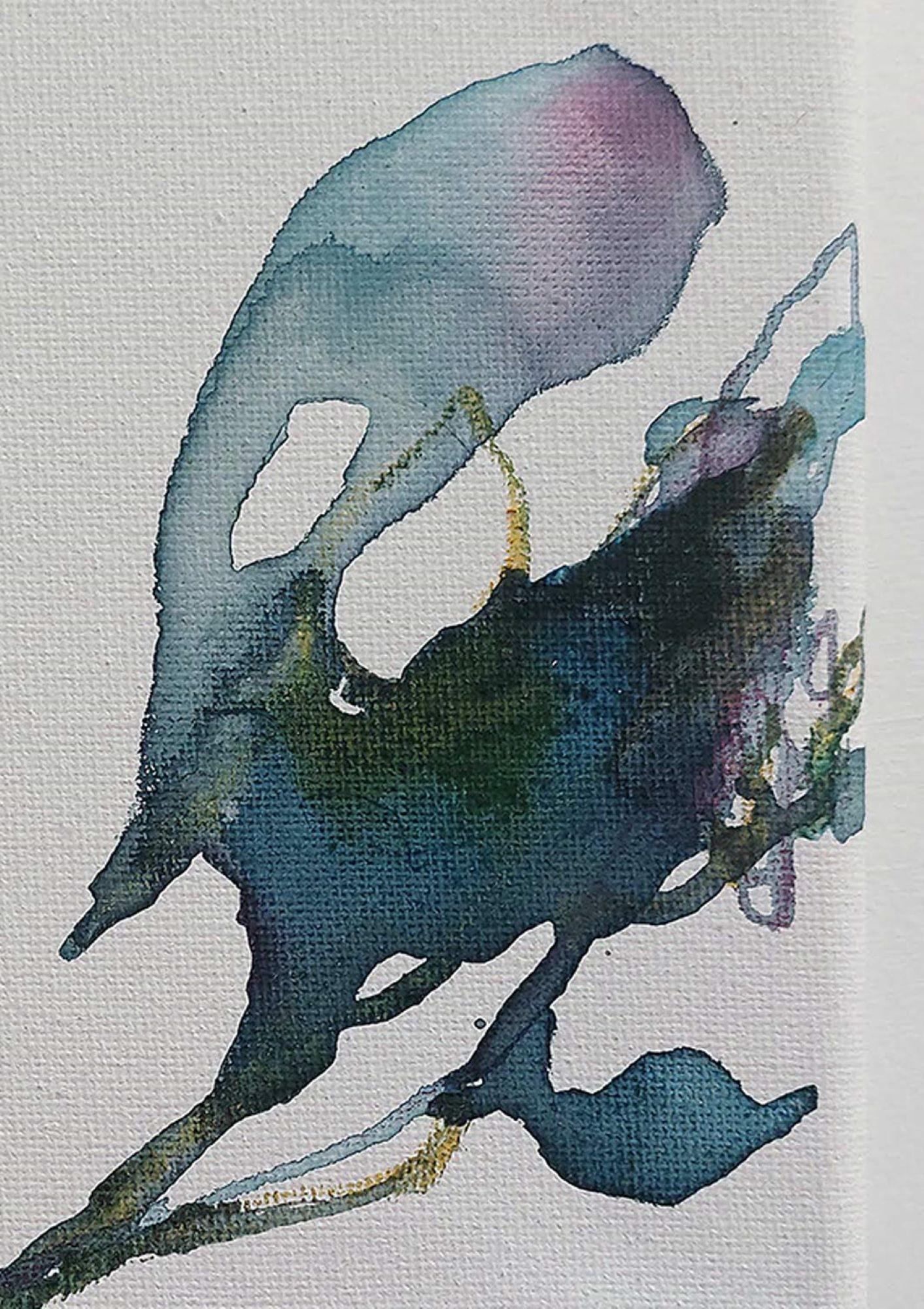 Dialogo con la Natura #29 di Maho Maeda - Pittura astratta, fiori blu 6