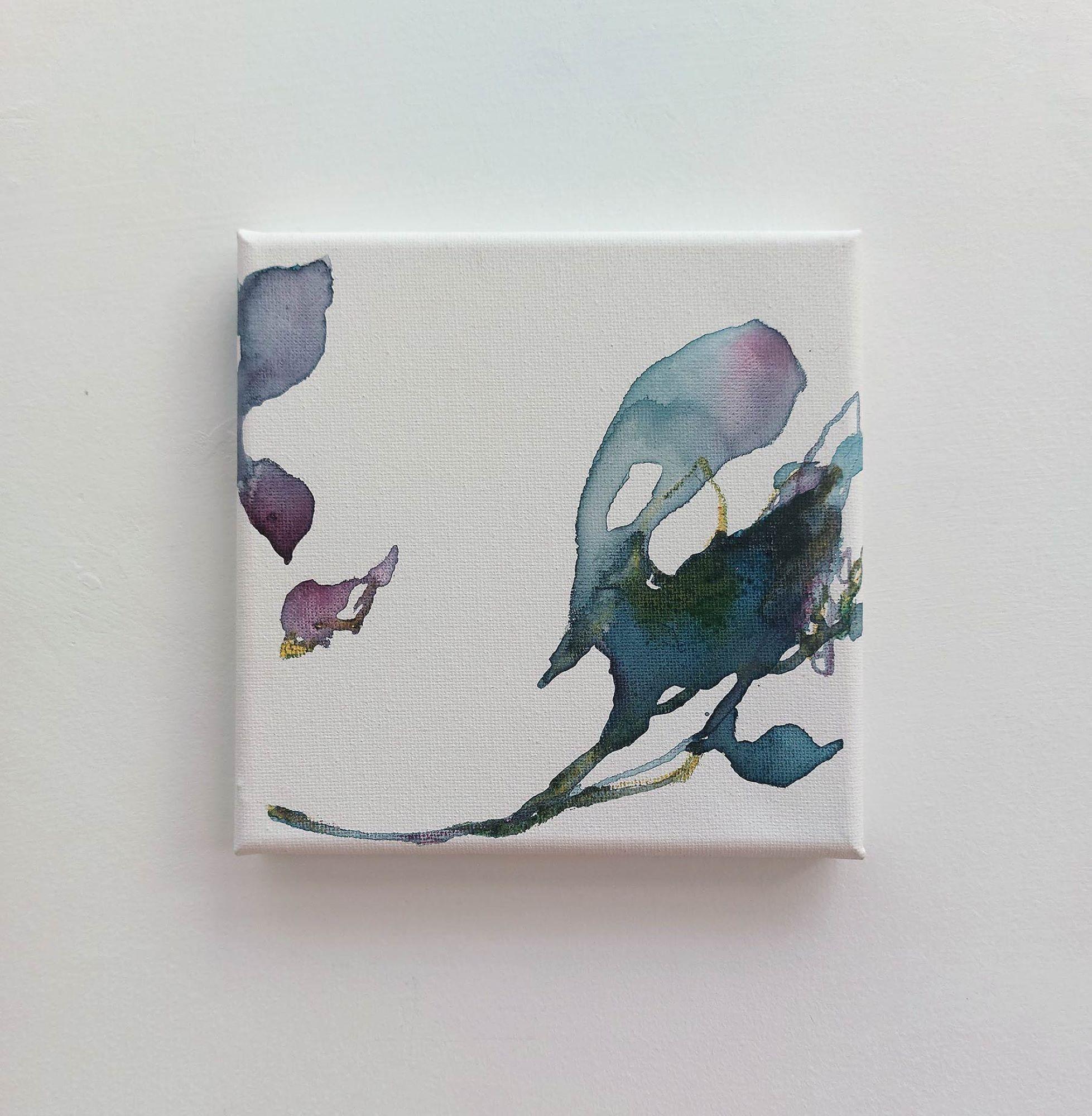 Dialog mit der Nature #29 von Maho Maeda - Abstrakte Malerei, blaue Blumen, Tusche im Angebot 1