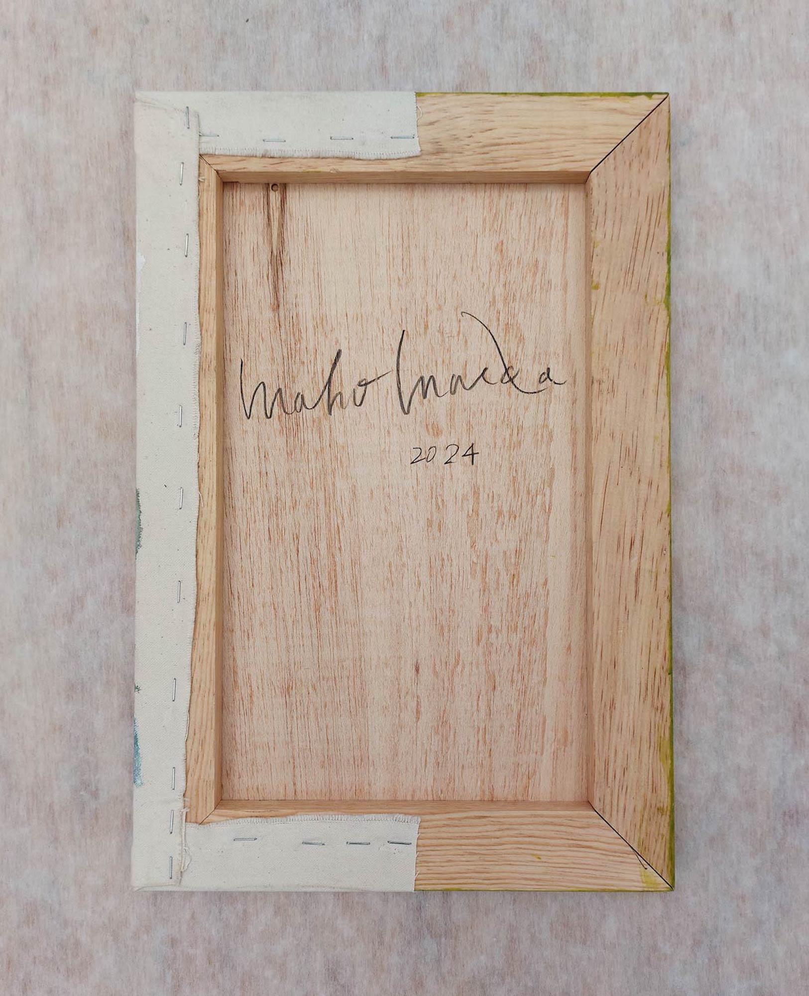 Dialogue avec la nature n°33 d' Maho Maeda - Peinture abstraite, fleurs, vert, bois en vente 7