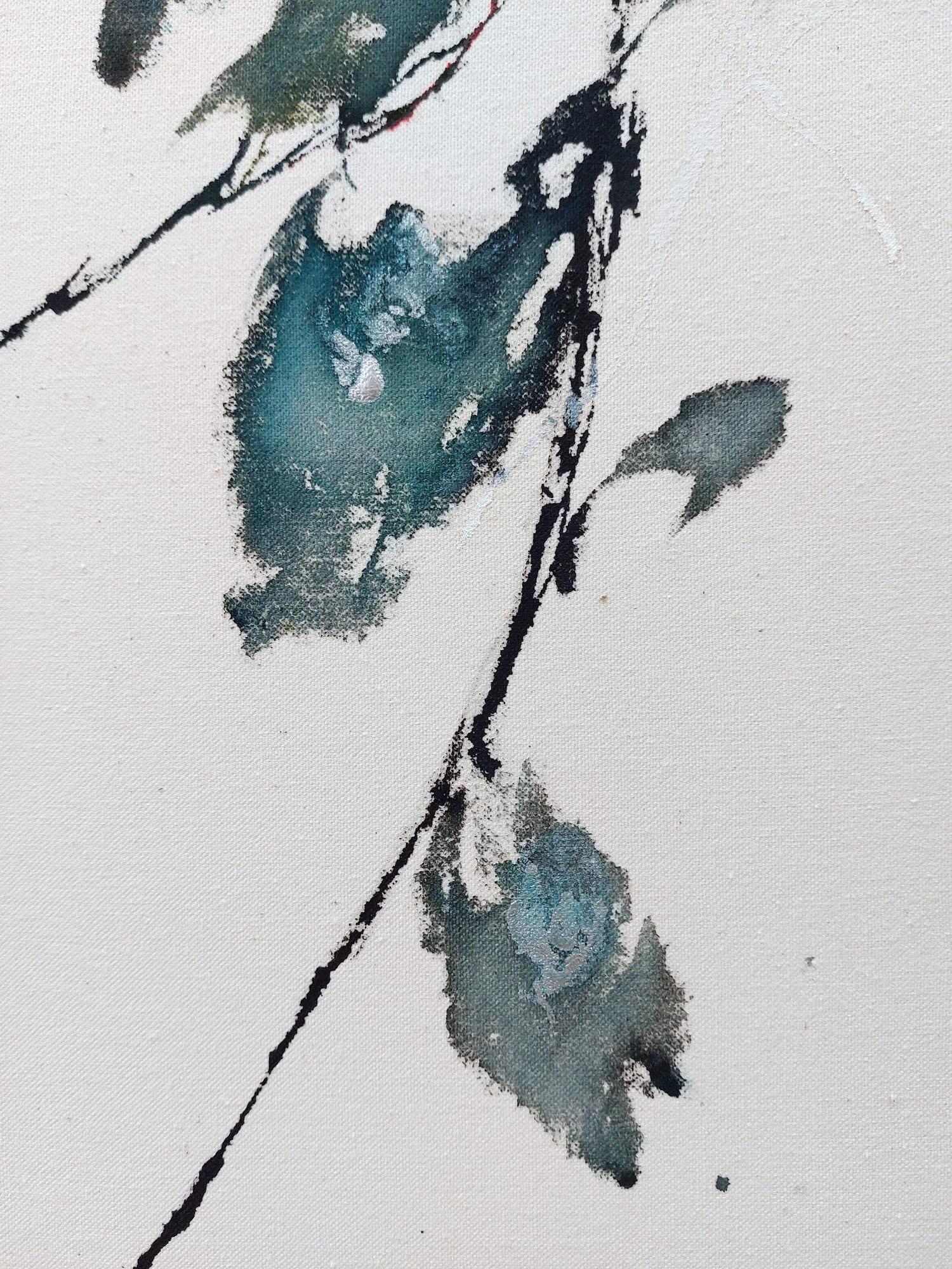 Dialogue avec la Nature #89 par Maho Maeda - Peinture abstraite, fleurs, jaune, Wood en vente 4