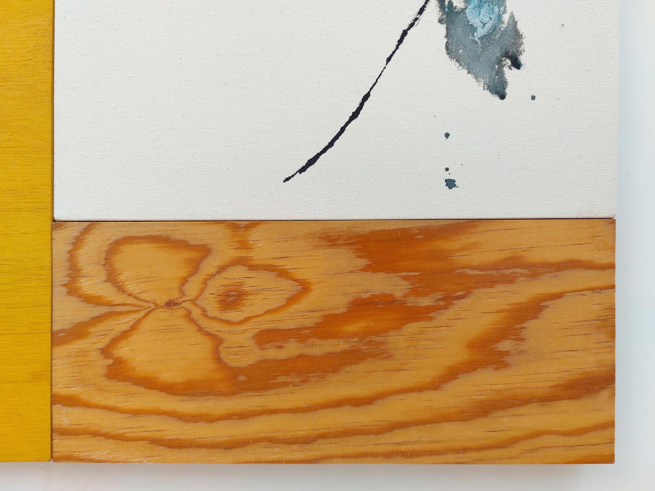 Dialogue avec la Nature #89 par Maho Maeda - Peinture abstraite, fleurs, jaune, Wood en vente 5