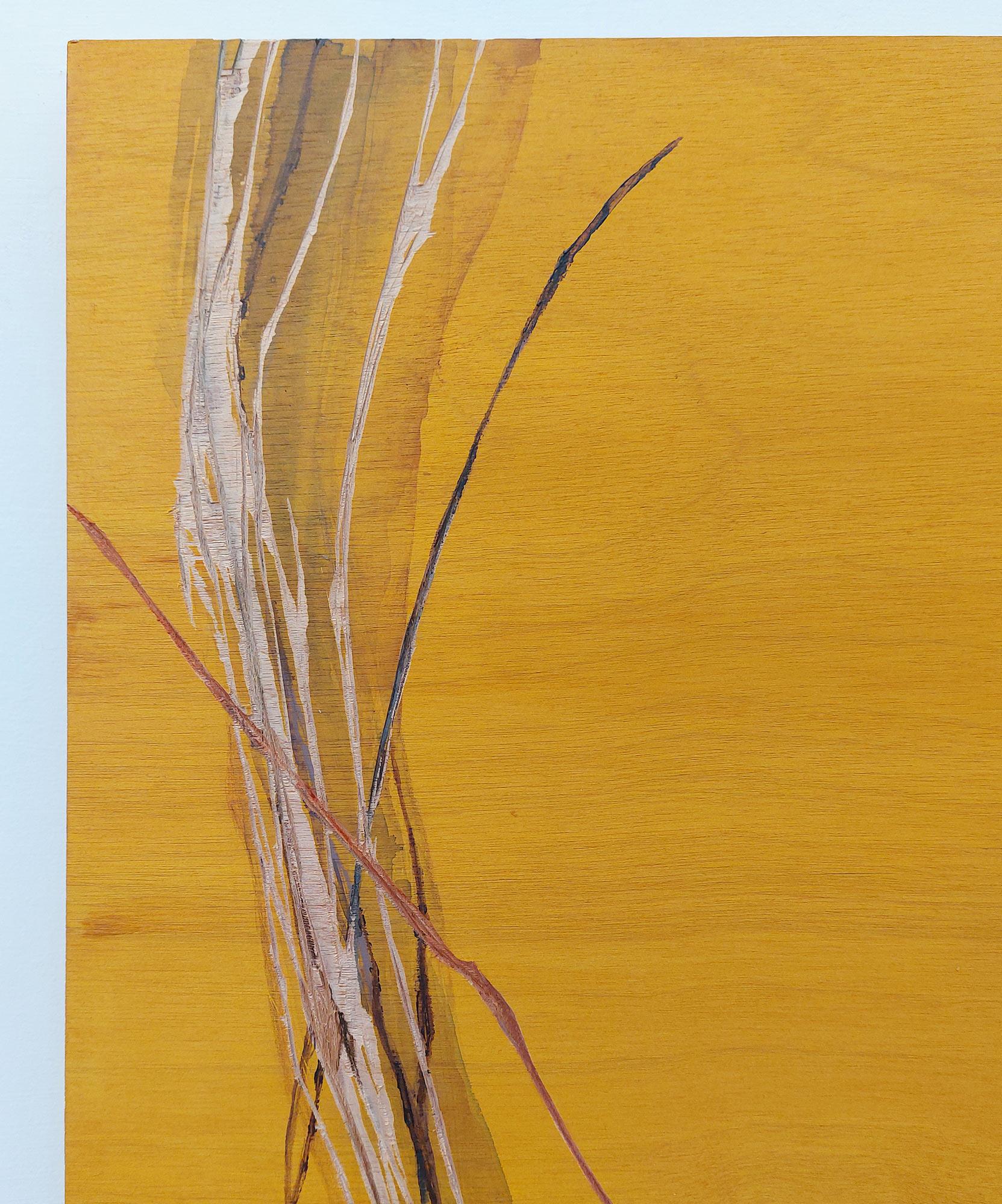 Dialogue avec la Nature #89 par Maho Maeda - Peinture abstraite, fleurs, jaune, Wood en vente 6
