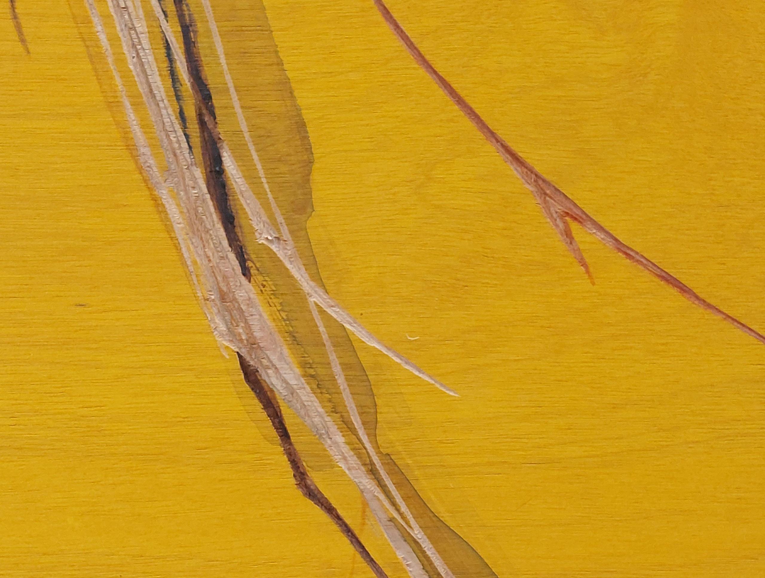 Dialogue avec la Nature #89 par Maho Maeda - Peinture abstraite, fleurs, jaune, Wood en vente 7