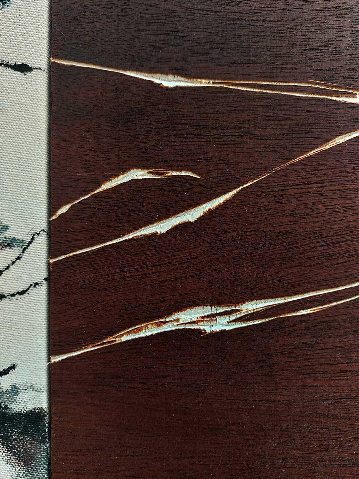 Flowing Sound #10 von Maho Maeda - Abstraktes Gemälde, blaue Blumen, Holz, Leinwand im Angebot 6