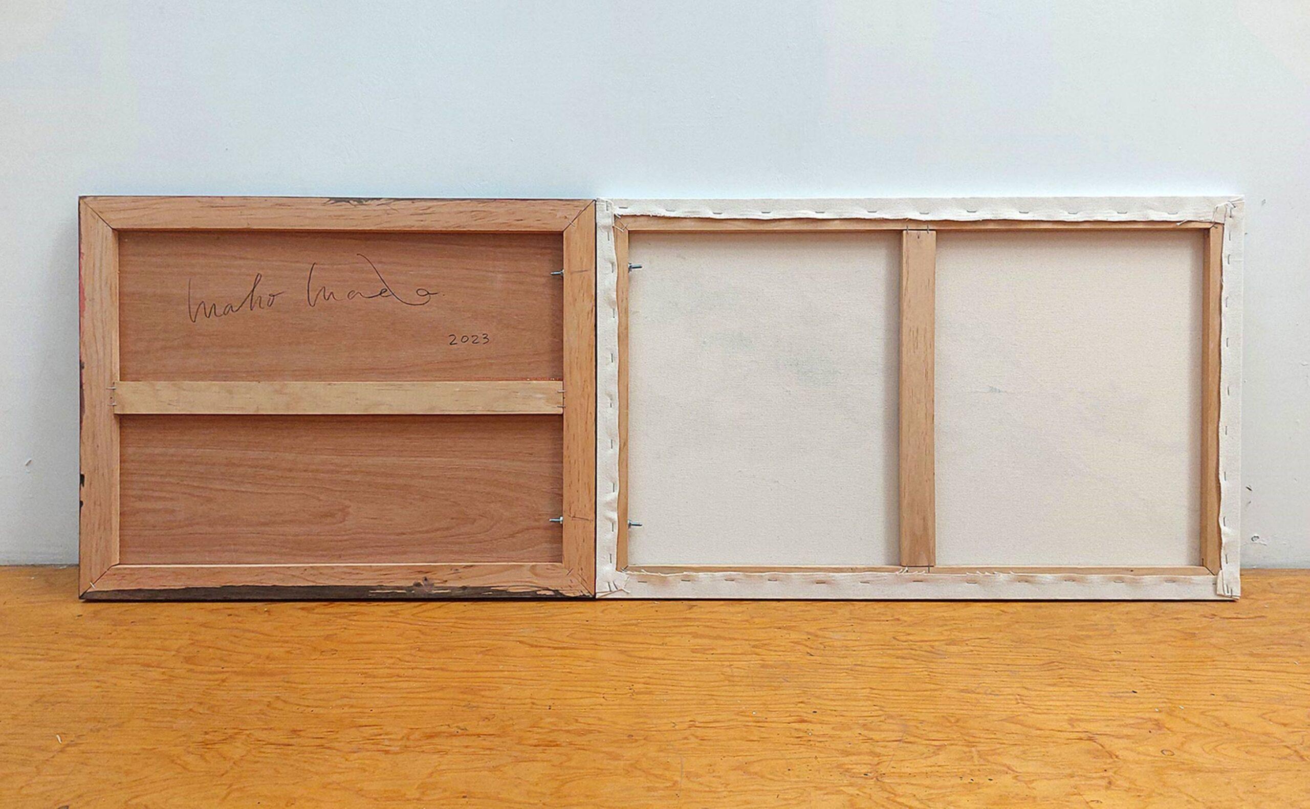 Flowing Sound #10 von Maho Maeda - Abstraktes Gemälde, blaue Blumen, Holz, Leinwand im Angebot 8