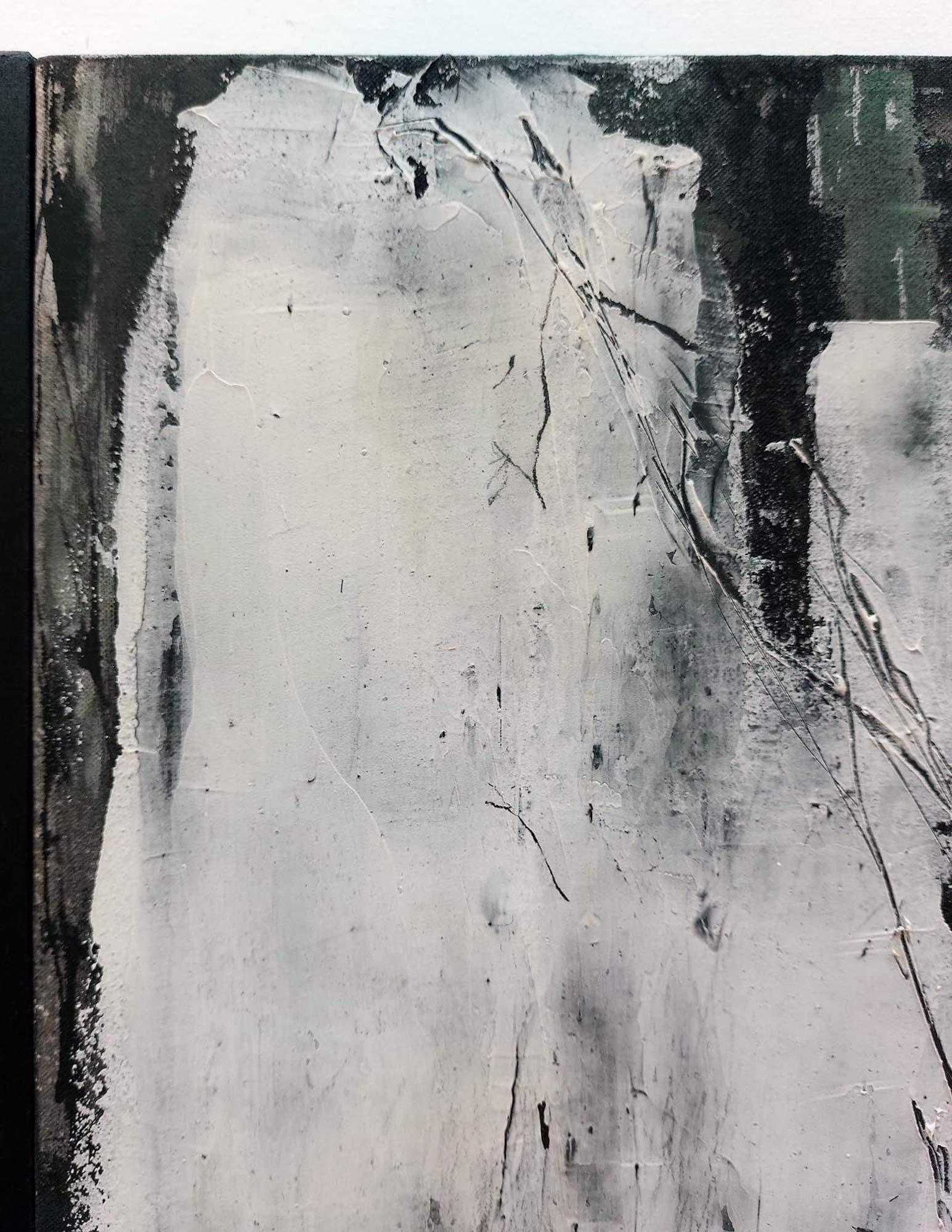 Immemorial sound #9 by Maho Maeda - Abstract painting, black, canvas and wood im Angebot 6