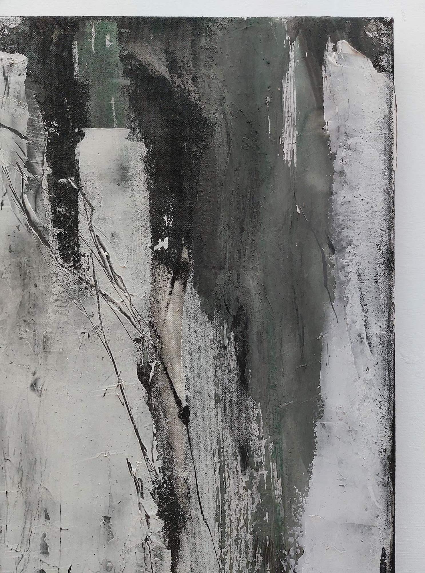 Immemorial sound #9 by Maho Maeda - Abstract painting, black, canvas and wood im Angebot 7