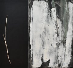 Immemorial sound #9 by Maho Maeda - Abstract painting, black, canvas and wood