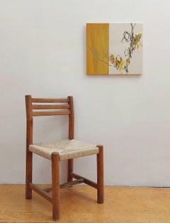 sound Newborn n°83 d'Amo Maeda, peinture abstraite, fleur, toile et bois