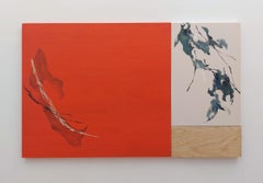 Newborn sound #97 by Maho Maeda - Abstract painting, flower, canvas and wood