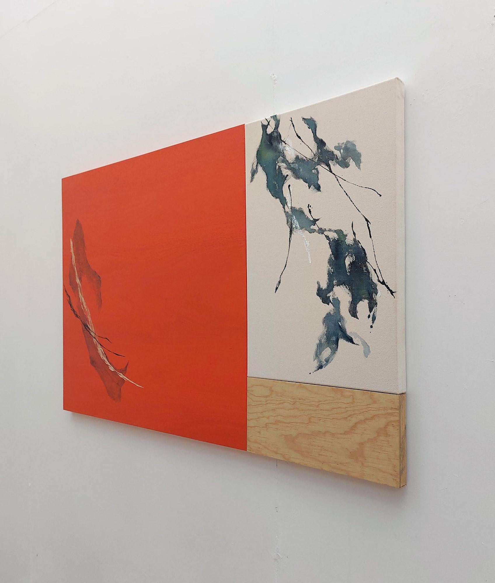 Newborn sound #97 von Maho Maeda - Abstraktes Gem�älde, Blume, Leinwand und Holz im Angebot 3