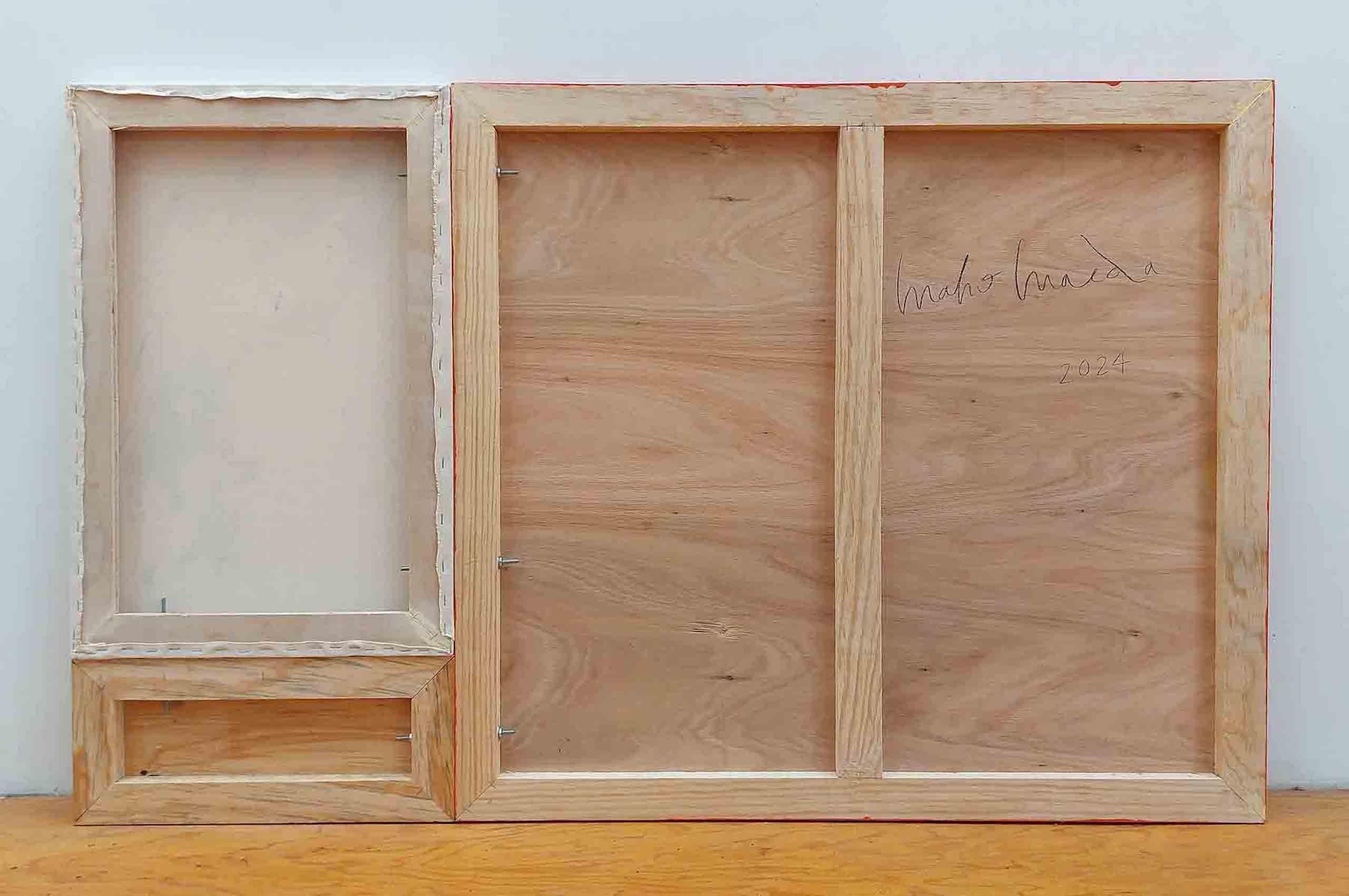 Newborn sound #97 von Maho Maeda - Abstraktes Gemälde, Blume, Leinwand und Holz im Angebot 7