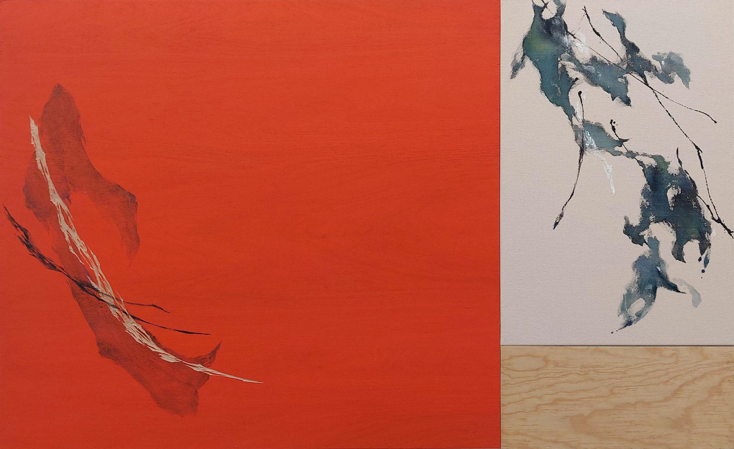 Newborn sound #97 by Maho Maeda - Abstract painting, flower, canvas and wood